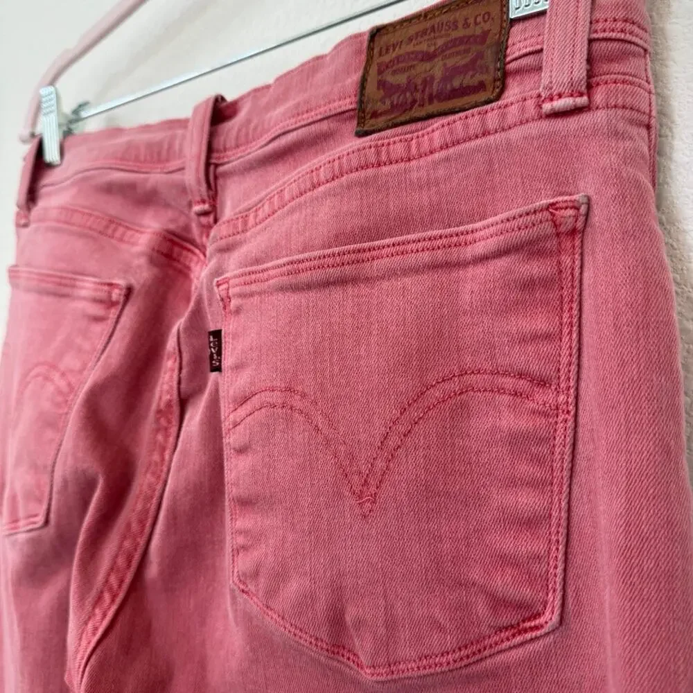 LEVI’S 511 Skinny Jeans Pink Red Denim‎ Mid Rise Stretch Size 30x32 Cotton Blend
